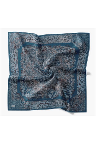 Monare Eşarp Etnik Motif Mavi 90x90