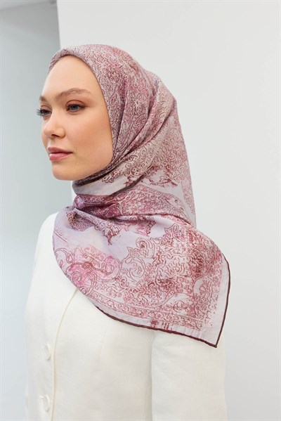 Monare Eşarp Etnik Motif Pudra 90x90