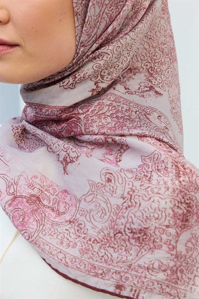 Monare Eşarp Etnik Motif Pudra 90x90
