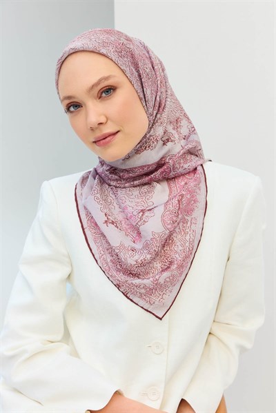 Monare Eşarp Etnik Motif Pudra 90x90