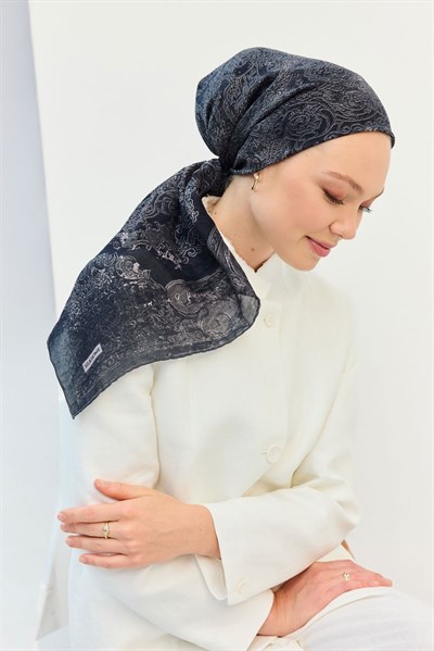 Monare Eşarp Etnik Motif Siyah 90x90