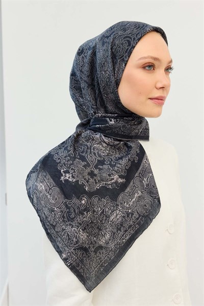 Monare Eşarp Etnik Motif Siyah 90x90