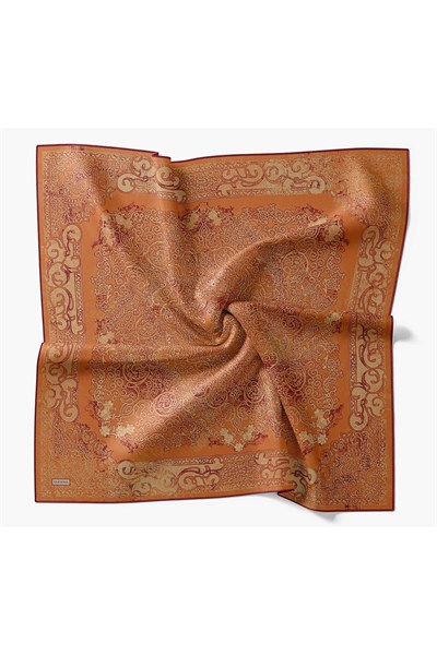 Monare Eşarp Etnik Motif Turuncu 90x90