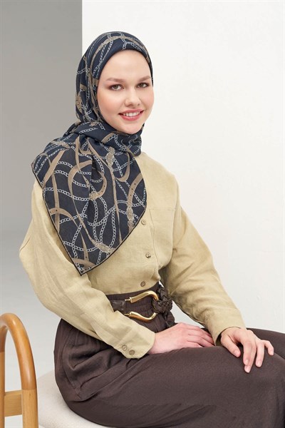 Monare Eşarp Kemer Açık Siyah 90x90