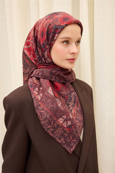 Monare Eşarp Lora Koyu Bordo 90x90
