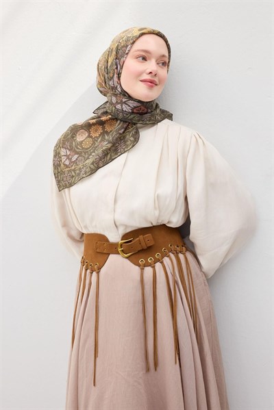 Monare Eşarp Lora Koyu Yeşil 90x90