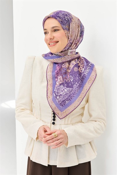 Monare Eşarp Modern Eflatun 90x90