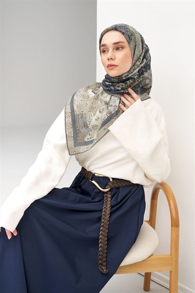 Monare Eşarp Modern Gece Mavisi 90x90