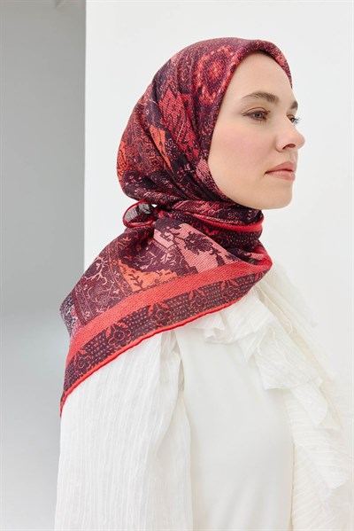 Monare Eşarp Modern Kırmızı 90x90