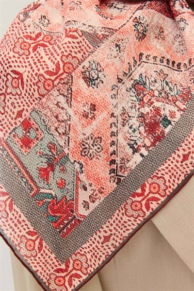 Monare Eşarp Modern Koyu Kırmızı 90x90