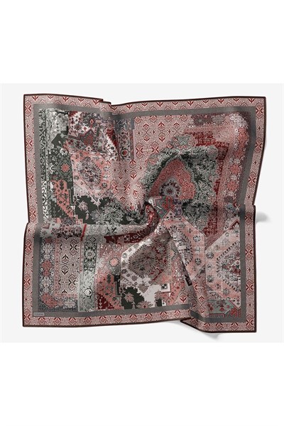 Monare Eşarp Modern Koyu Kırmızı 90x90