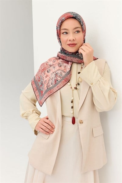 Monare Eşarp Modern Koyu Kırmızı 90x90