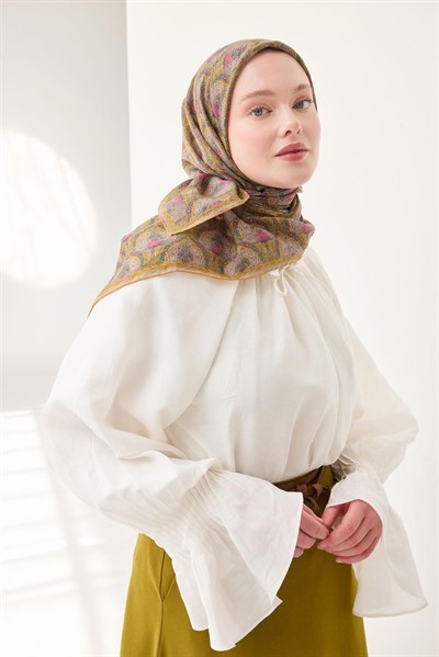 Monare Eşarp Tomurcuk Olive 90x90