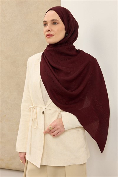 Naia Pamuk Şal Line Desen Bordo
