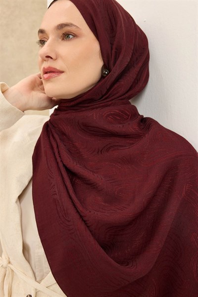 Naia Pamuk Şal Line Desen Bordo