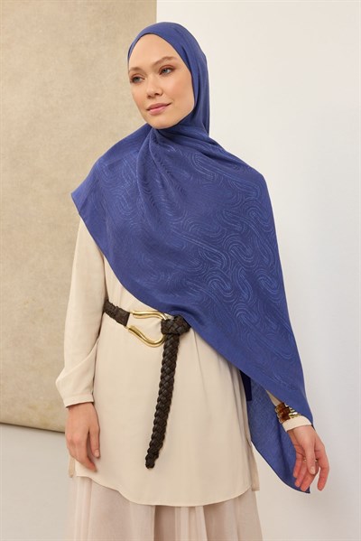 Naia Pamuk Şal Line Desen Saks
