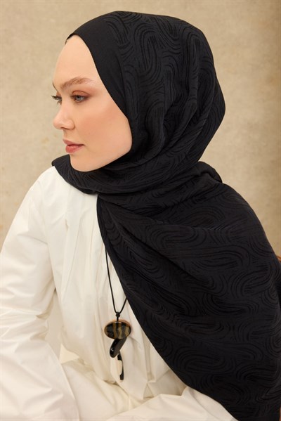 Naia Pamuk Şal Line Desen Siyah