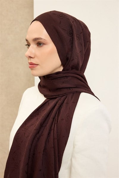 Naia Pamuk Şal Maxi Monogram Acı Kahve