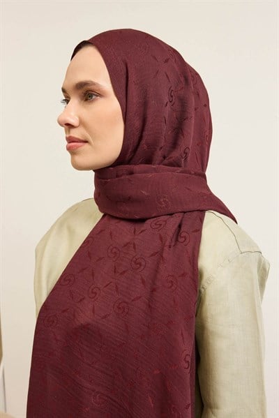 Naia Pamuk Şal Maxi Monogram Bordo