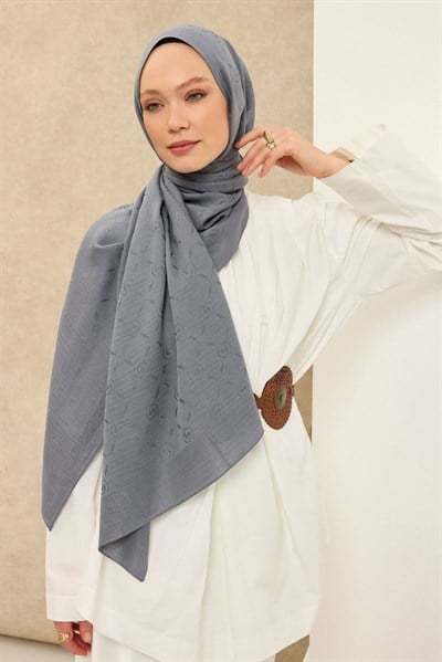 Naia Pamuk Şal Maxi Monogram Füme