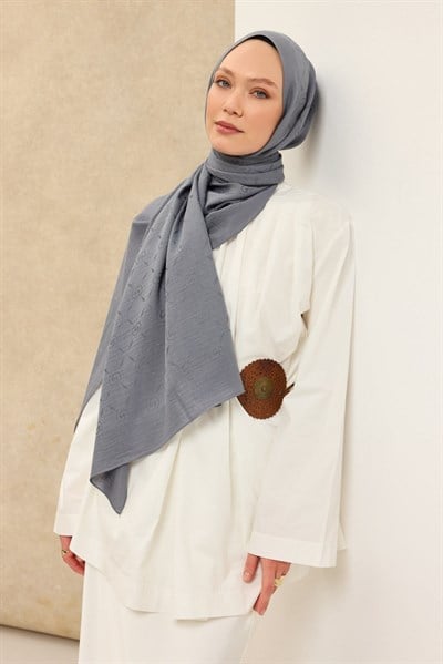 Naia Pamuk Şal Maxi Monogram Füme