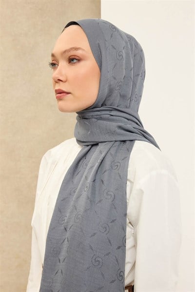 Naia Pamuk Şal Maxi Monogram Füme