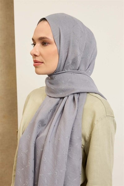 Naia Pamuk Şal Maxi Monogram Gri