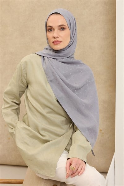 Naia Pamuk Şal Maxi Monogram Gri