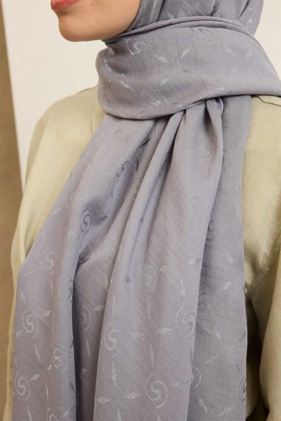 Naia Pamuk Şal Maxi Monogram Gri