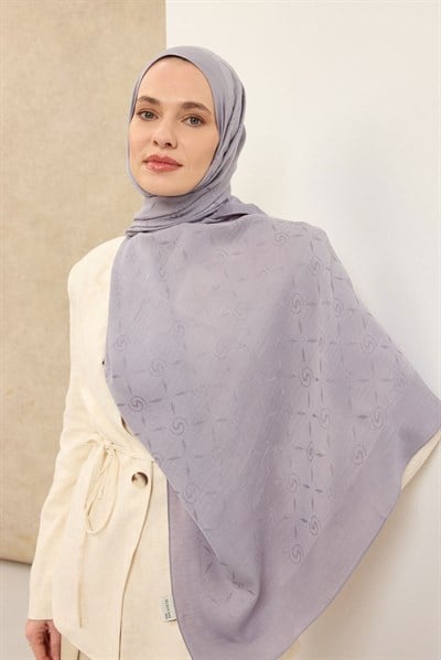 Naia Pamuk Şal Maxi Monogram Gümüş