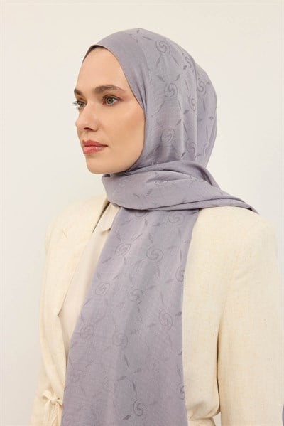 Naia Pamuk Şal Maxi Monogram Gümüş