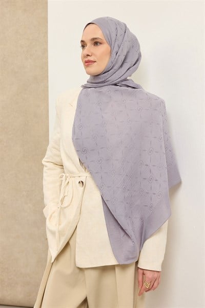 Naia Pamuk Şal Maxi Monogram Gümüş