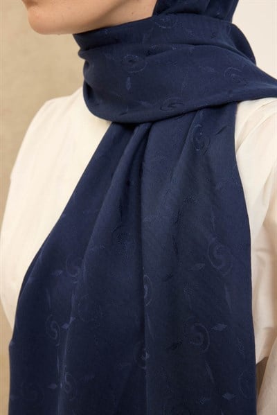 Naia Pamuk Şal Maxi Monogram Lacivert