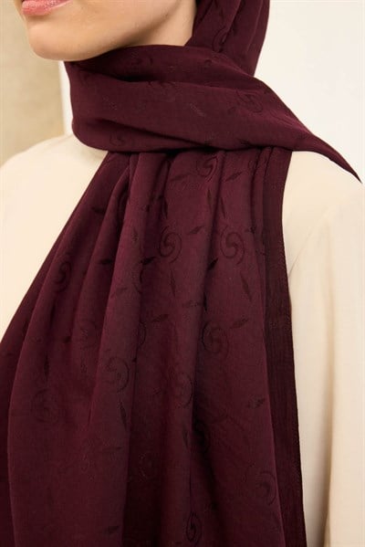 Naia Pamuk Şal Maxi Monogram Mürdüm