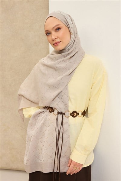 Naia Pamuk Şal Maxi Monogram Taş
