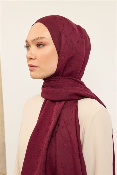 Naia Pamuk Şal Maxi Monogram Vişne