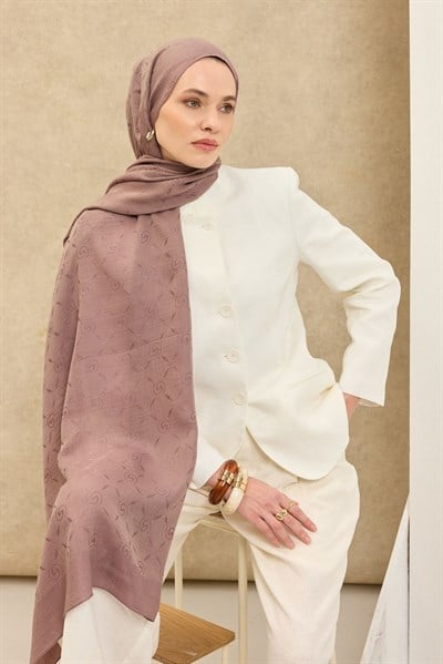 Naia Pamuk Şal Maxi Monogram Vizon