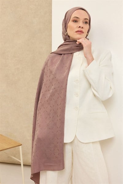 Naia Pamuk Şal Maxi Monogram Vizon