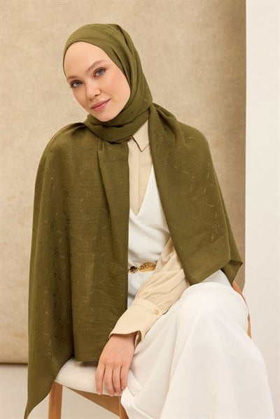 Naia Pamuk Şal Maxi Monogram Yeşil