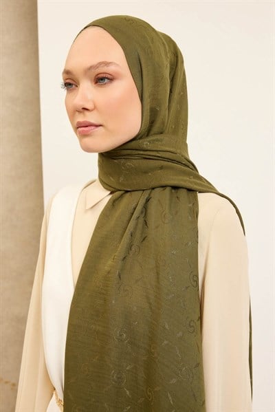 Naia Pamuk Şal Maxi Monogram Yeşil