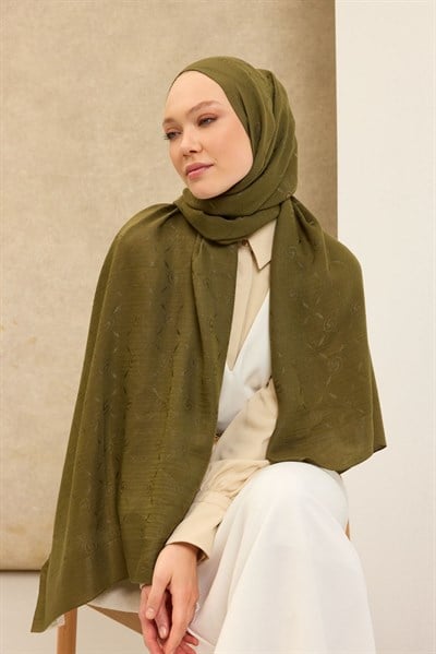 Naia Pamuk Şal Maxi Monogram Yeşil