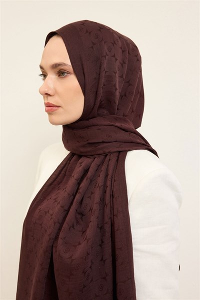 Naia Pamuk Şal Mini Monogram Acı Kahve