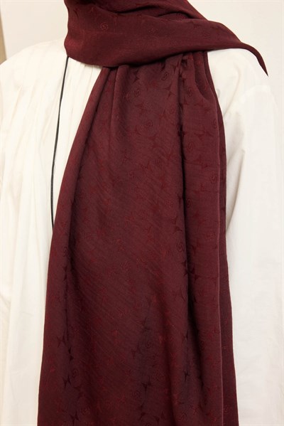 Naia Pamuk Şal Mini Monogram Bordo