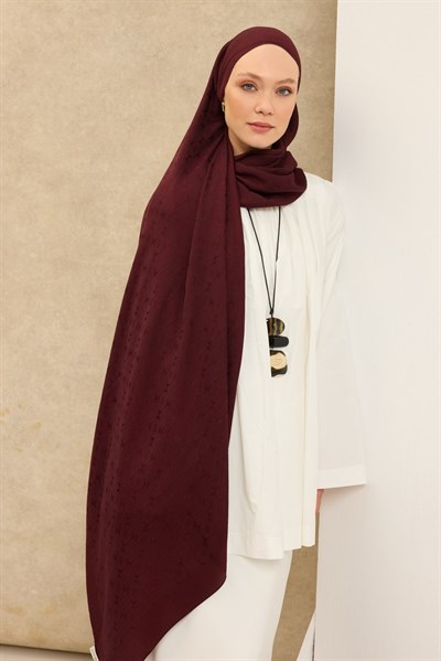 Naia Pamuk Şal Mini Monogram Bordo