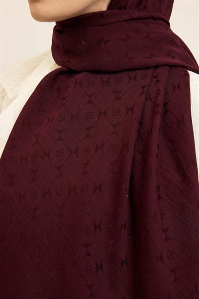 Naia Pamuk Şal Mini Monogram Mürdüm
