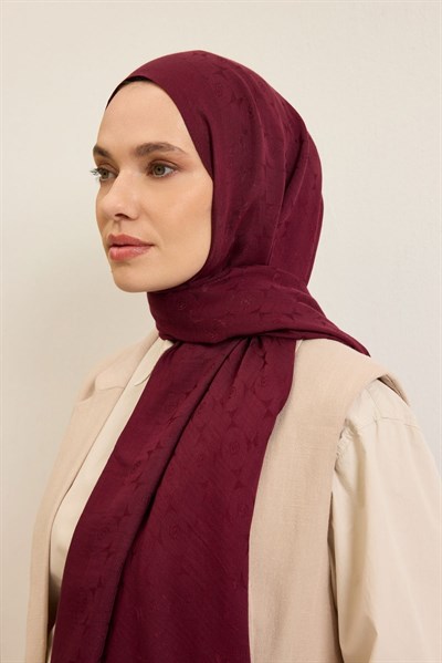 Naia Pamuk Şal Mini Monogram Vişne