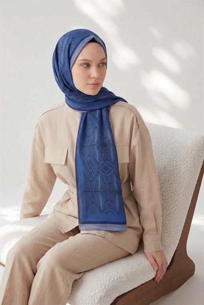 Nature Desen Mavi 75X195 Soft Şal