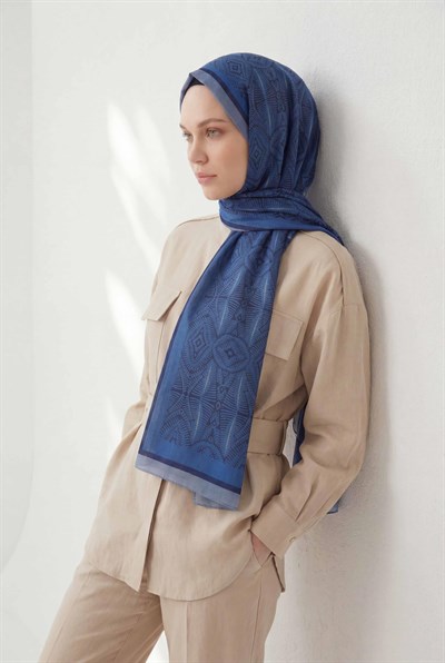 Nature Desen Mavi 75X195 Soft Şal