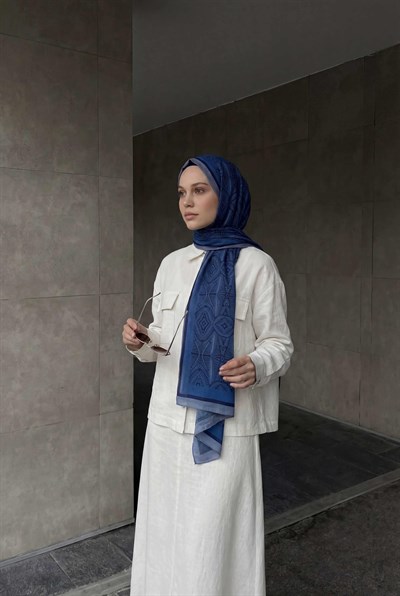 Nature Desen Mavi 75X195 Soft Şal