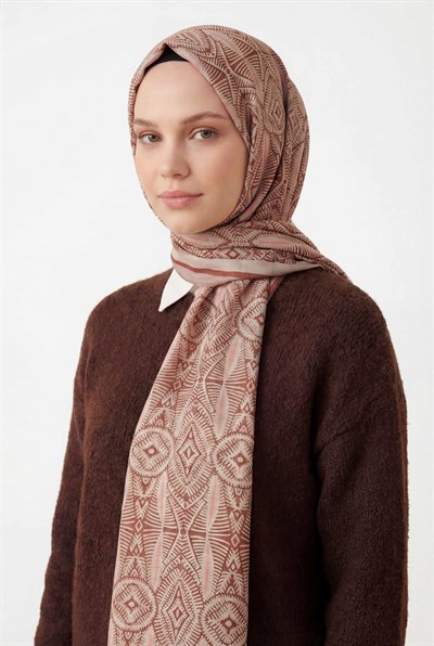 Nature Desen Pudra Pembe  75X195 Soft Şal